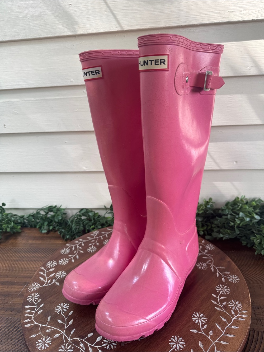 Hunter Pink Tall Rubber Rain Boots